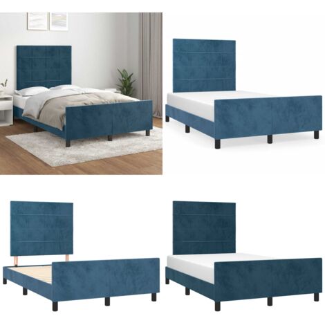 Giroletto senza Materasso Blu Scuro 120x190 cm Velluto - Letto con testiera - Testiera di letto