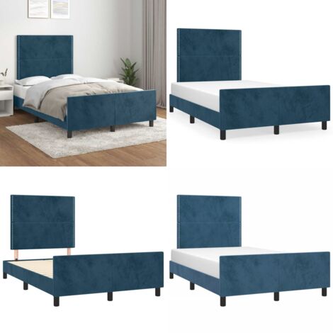 Giroletto senza Materasso Blu Scuro 120x190 cm Velluto - Letto con testiera - Testiera di letto
