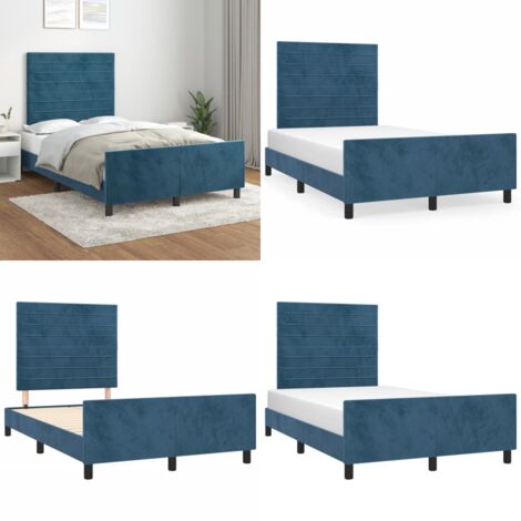 Giroletto senza Materasso Blu Scuro 120x190 cm Velluto - Letto con testiera - Testiera di letto