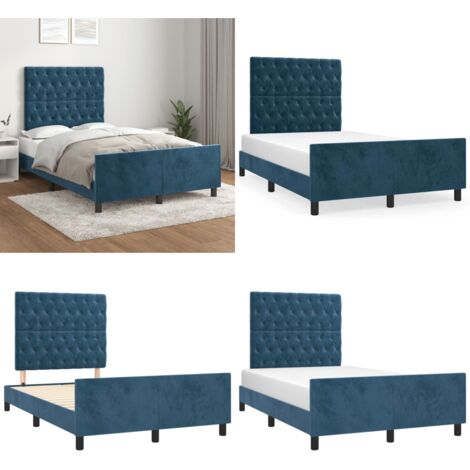 Giroletto senza Materasso Blu Scuro 120x190 cm Velluto - Letto con testiera - Testiera di letto