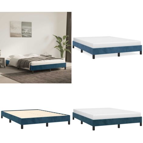 Giroletto senza Materasso Blu Scuro 140x200 cm Velluto - Letto con doghe - Letto senza materasso