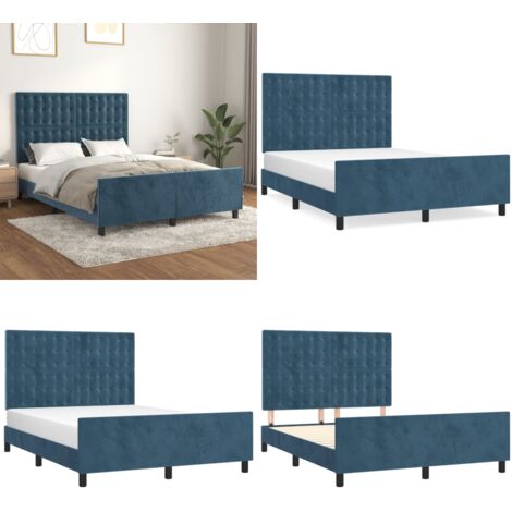 Giroletto senza Materasso Blu Scuro 140x200 cm Velluto - Letto con testiera - Testiera per letto
