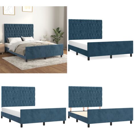 Giroletto senza Materasso Blu Scuro 140x200 cm Velluto - Letto con testiera - Testiera per letto