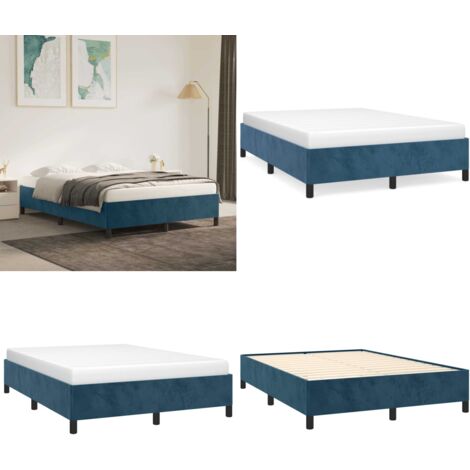 Giroletto senza Materasso Blu Scuro 140x200 cm Velluto - Materasso in velluto - Letto in velluto