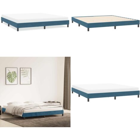 Giroletto senza Materasso Blu Scuro 200x220 cm in Velluto - Letto con base a doghe - Letto con gambe stabili