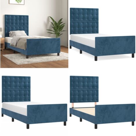 Giroletto senza Materasso Blu Scuro 80x200 cm in Velluto - Letto con testiera - Testiera per letto