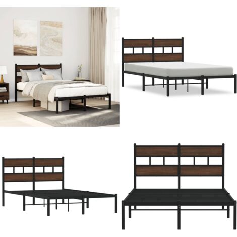 Giroletto senza Materasso con Testiera Rovere Marrone 120x200cm - Letto con testiera - Letto con doghe in metallo