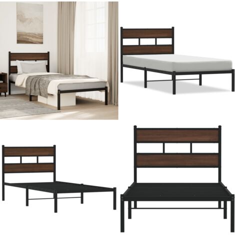 Giroletto senza Materasso con Testiera Rovere Marrone 90x200 cm - Letto con testiera - Letto in acciaio