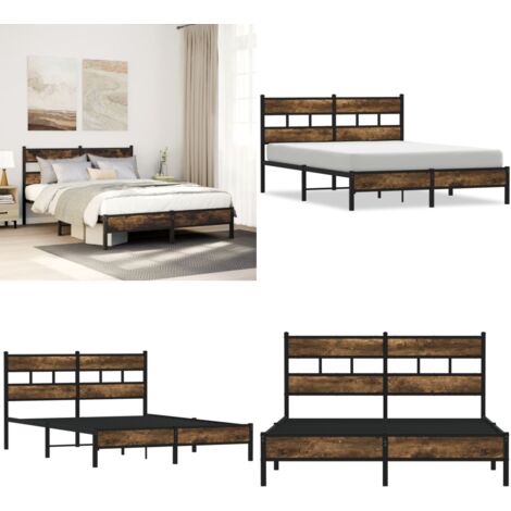 Giroletto senza Materasso con Testiera Rovere Sonoma 140x200 cm - Letto con testiera - Letto in acciaio