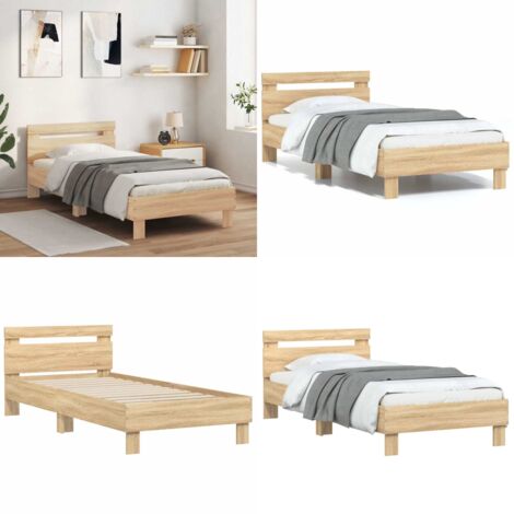 Giroletto senza Materasso con Testiera Rovere Sonoma 75x190 cm - Letto con testiera - Letto con testiera in legno