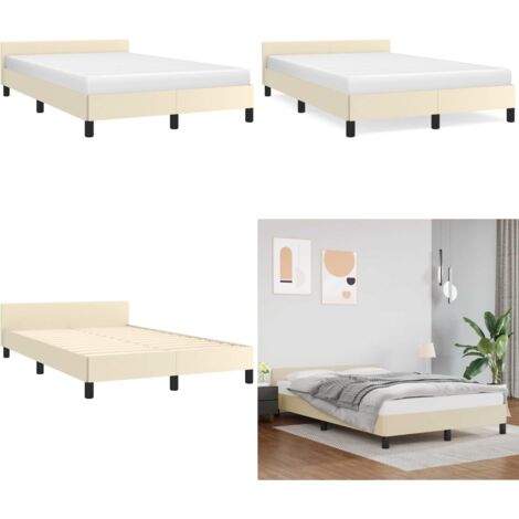 Giroletto senza Materasso Crema 120x190 cm Similpelle - Letto con testiera - Letto con testiera in similpelle