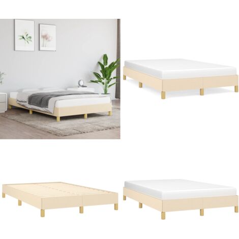Giroletto senza Materasso Crema 120x190cm in Tessuto - Letto con gambe - Letto in tessuto
