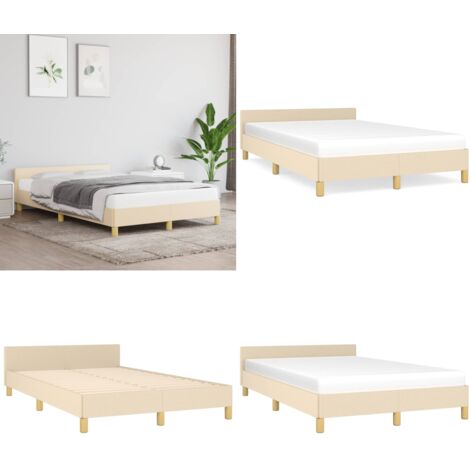 Giroletto senza Materasso Crema 120x190cm in Tessuto - Testiera da letto - Letto con testiera