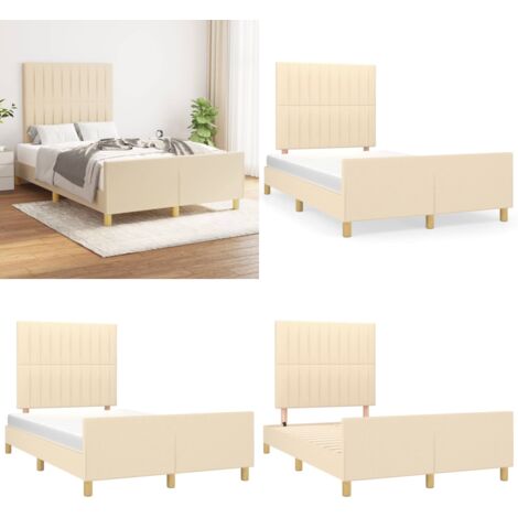 Giroletto senza Materasso Crema 120x200 cm Tessuto - Testiera per letto - Letto con testiera