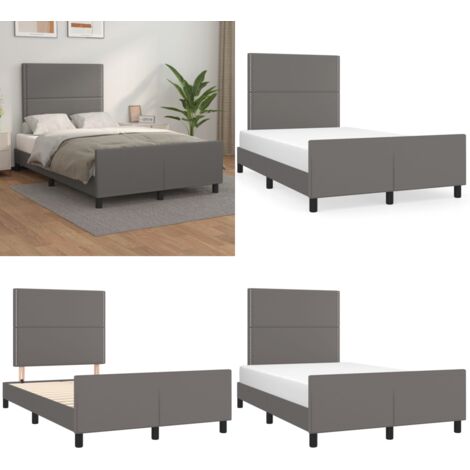 Giroletto senza Materasso Grigio 120x190 cm Similpelle - Testiera di letto - Letto con testiera