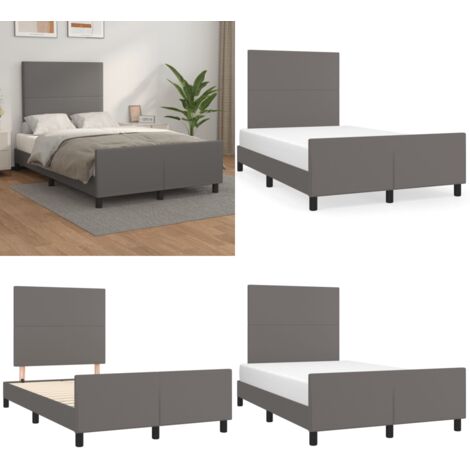 Giroletto senza Materasso Grigio 120x190 cm Similpelle - Testiera di letto - Letto con testiera
