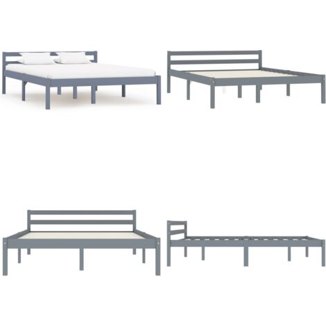 Giroletto senza Materasso Grigio 140x200 cm in Legno di Pino - Letto in legno - Letto grigio