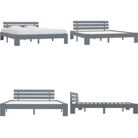 Giroletto senza Materasso Grigio 180x200 cm Legno Massello Pino - Letto in legno - Telaio letto
