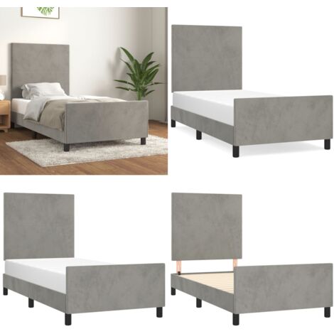 Giroletto senza Materasso Grigio Chiaro 100x200 cm Velluto - Letto con testiera - Testiera per letto