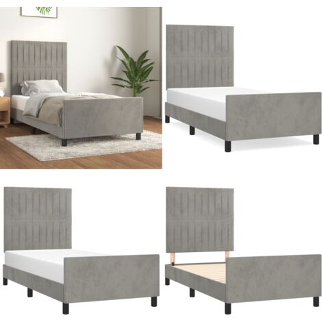 Giroletto senza Materasso Grigio Chiaro 100x200 cm Velluto - Letto con testiera - Testiera per letto
