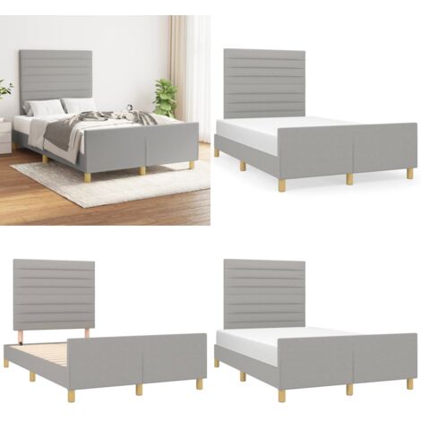 Giroletto senza Materasso Grigio Chiaro 120x190 cm in Tessuto - Letto con testiera - Testiera per letto