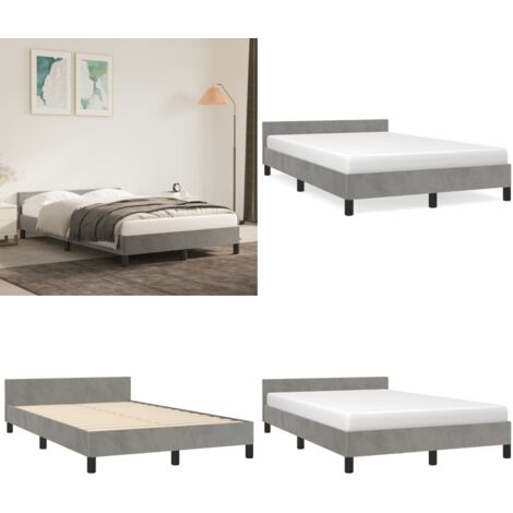 Giroletto senza Materasso Grigio Chiaro 120x190 cm Velluto - Letto con testiera - Letto con testiera in velluto