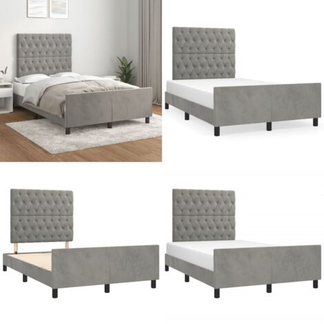Giroletto senza Materasso Grigio Chiaro 120x190 cm Velluto - Letto con testiera - Testiera regolabile