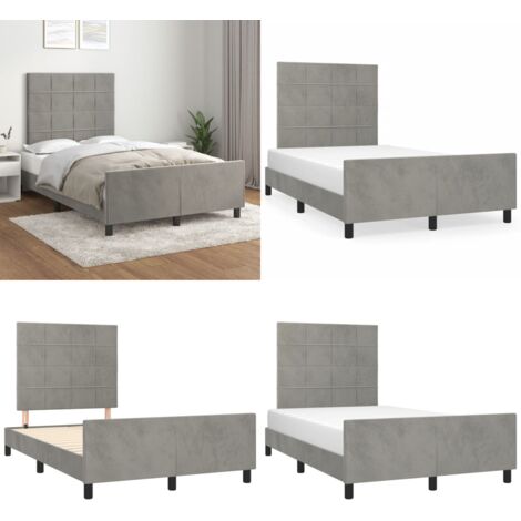 Giroletto senza Materasso Grigio Chiaro 120x190 cm Velluto - Letto con testiera - Testiera regolabile
