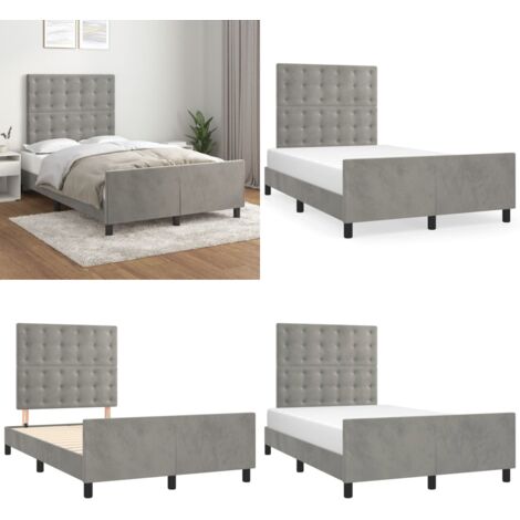 Giroletto senza Materasso Grigio Chiaro 120x190 cm Velluto - Letto con testiera - Testiera regolabile