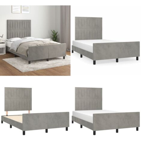 Giroletto senza Materasso Grigio Chiaro 120x190 cm Velluto - Letto con testiera - Testiera regolabile