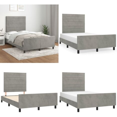 Giroletto senza Materasso Grigio Chiaro 120x190 cm Velluto - Letto con testiera - Testiera regolabile
