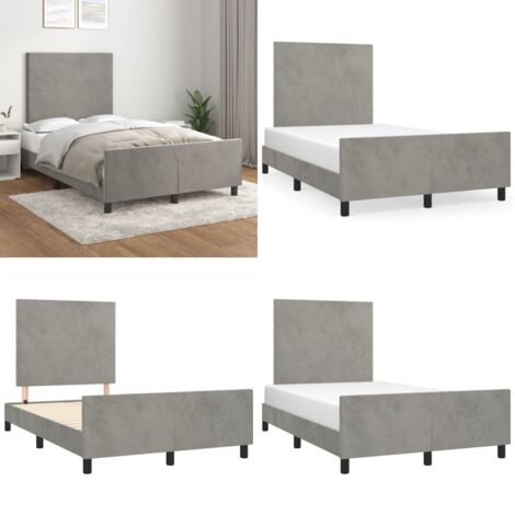 Giroletto senza Materasso Grigio Chiaro 120x190 cm Velluto - Letto con testiera - Testiera regolabile