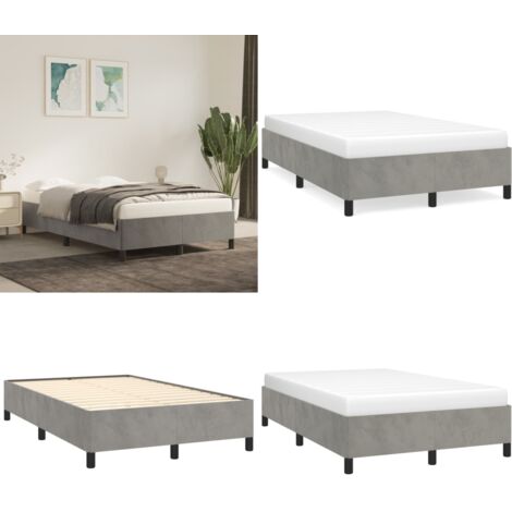 Giroletto senza Materasso Grigio Chiaro 120x190 cm Velluto - Velluto morbido - Letto con doghe