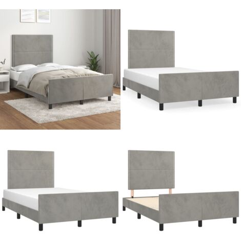 Giroletto senza Materasso Grigio Chiaro 120x200 cm Velluto - Letto con testiera - Testiera per letto