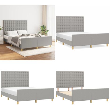 Giroletto senza Materasso Grigio Chiaro 140x190 cm Tessuto - Testiera per letto - Letto con testiera