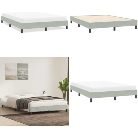 Giroletto senza Materasso Grigio Chiaro 140x210 cm Velluto - Letto con base a doghe - Letto con gambe stabili