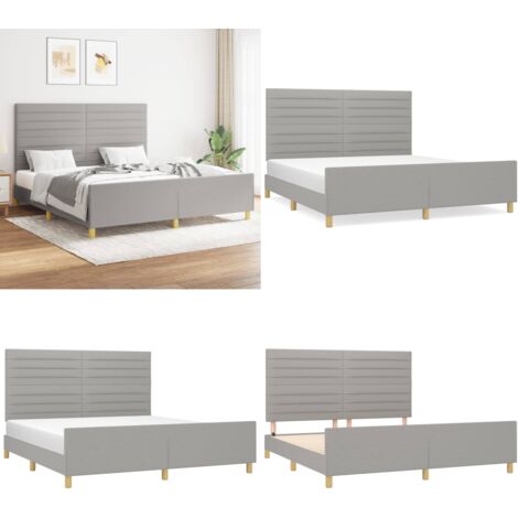 Giroletto senza Materasso Grigio Chiaro 160x200 cm Tessuto - Testiera letto - Letto con testiera