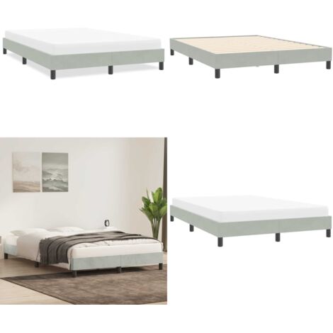 Giroletto senza Materasso Grigio Chiaro 160x210 cm Velluto - Letto con base a doghe - Materasso in velluto