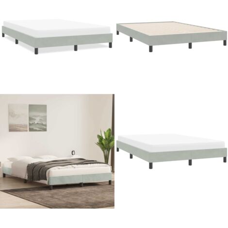 Giroletto senza Materasso Grigio Chiaro 160x220 cm Velluto - Letto con base a doghe - Materasso per giroletto