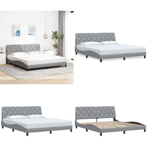 Giroletto senza Materasso Grigio Chiaro 180x200 cm Tessuto - Materasso per letto - Testiera per letto