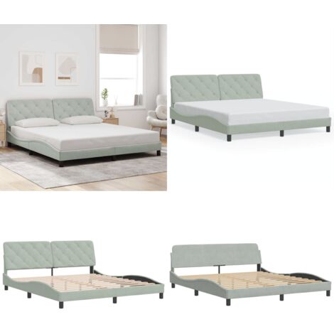 Giroletto senza Materasso Grigio Chiaro 180x200 cm Velluto - Materasso - Letto con testiera