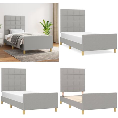 Giroletto senza Materasso Grigio Chiaro 80x200 cm Tessuto - Testiera per letto - Letto con testiera