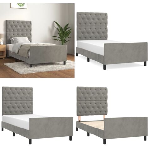 Giroletto senza Materasso Grigio Chiaro 80x200 cm Velluto - Testiera per letto - Letto con testiera