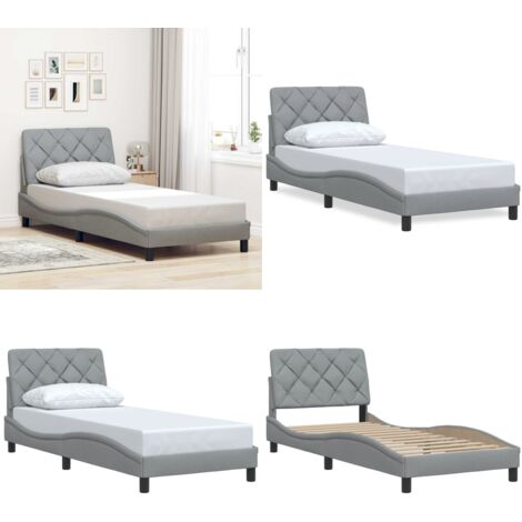 Giroletto senza Materasso Grigio Chiaro 90x200 cm Tessuto - Materasso per letto - Testiera per letto