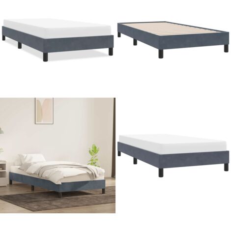 Giroletto senza Materasso Grigio Scuro 100x220 cm Velluto - Letto con base a doghe - Materasso per giroletto