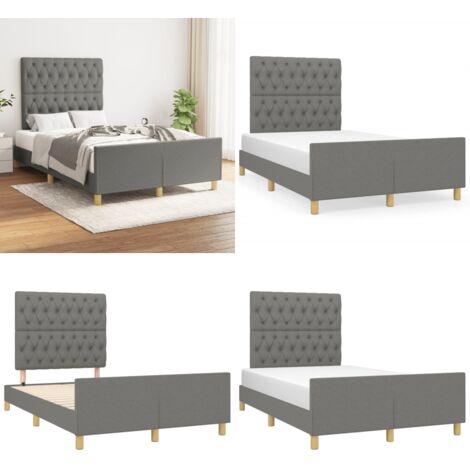 Giroletto senza Materasso Grigio Scuro 120x190 cm in Tessuto - Testiera letto - Letto con testiera