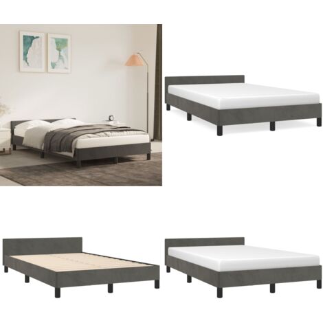 Giroletto senza Materasso Grigio Scuro 120x190 cm Velluto - Letto con testiera - Letto con testiera in velluto
