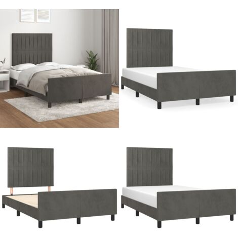 Giroletto senza Materasso Grigio Scuro 120x190 cm Velluto - Materasso - Testiera letto