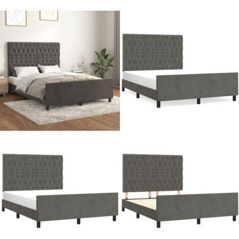 Giroletto senza Materasso Grigio Scuro 140x190 cm Velluto - Letto con testiera - Testiera per letto