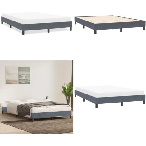 Giroletto senza Materasso Grigio Scuro 160x210 cm Velluto - Letto con base a doghe - Materasso in velluto
